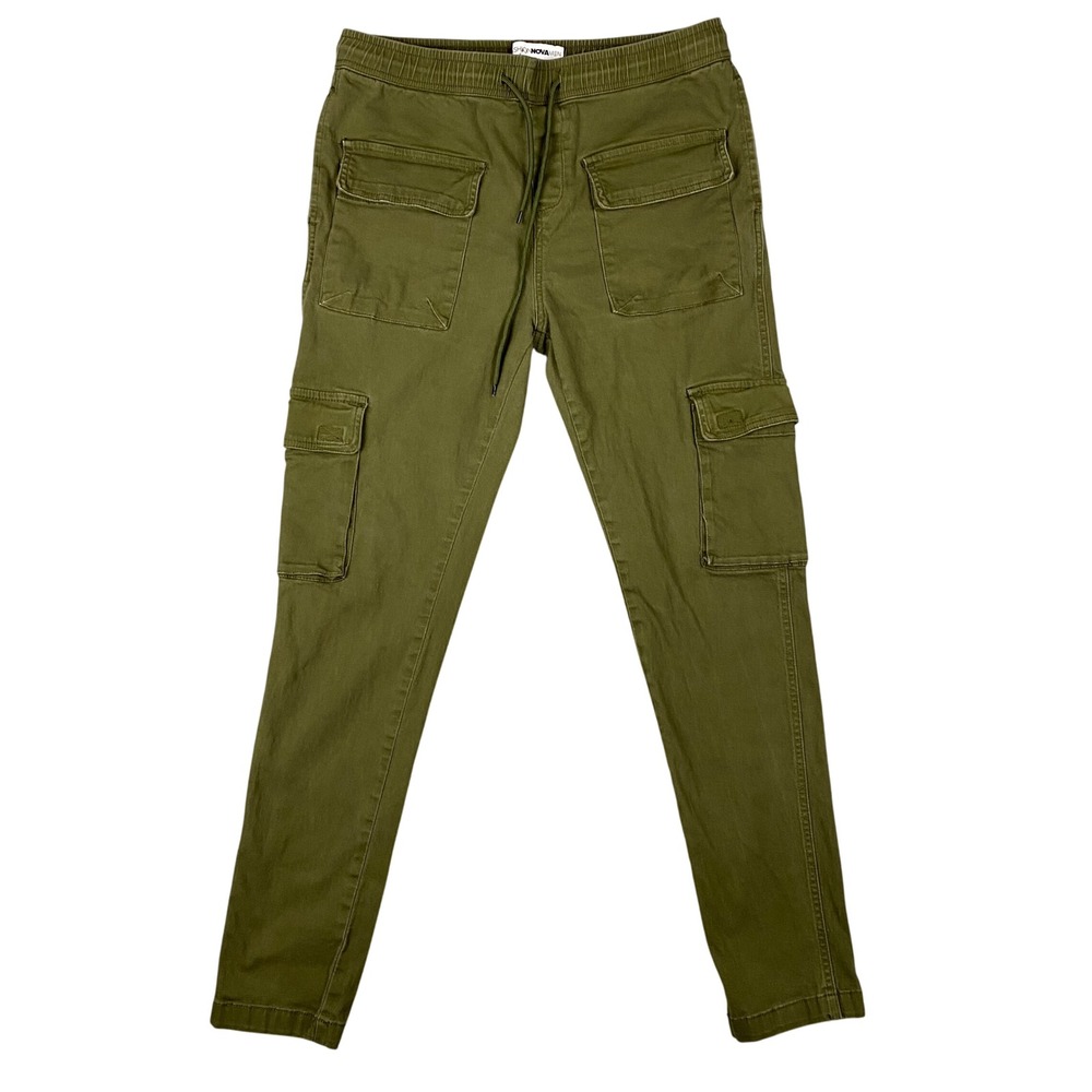 Fashion Nova Men Olive Green‎ Cargo Pants Jogger Style Drawstring Waist Size M